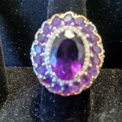 Stunning African Amethyst Ring  In Sterling Silver