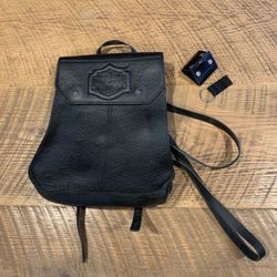 Harley Davison Leather Backpack with Key Ring 