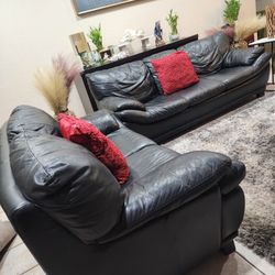 Sofa Couch Set Real Leather In Very Good Condition FREE DELIVERY 🚚 🎈🎈🚚🚛🎈🎈