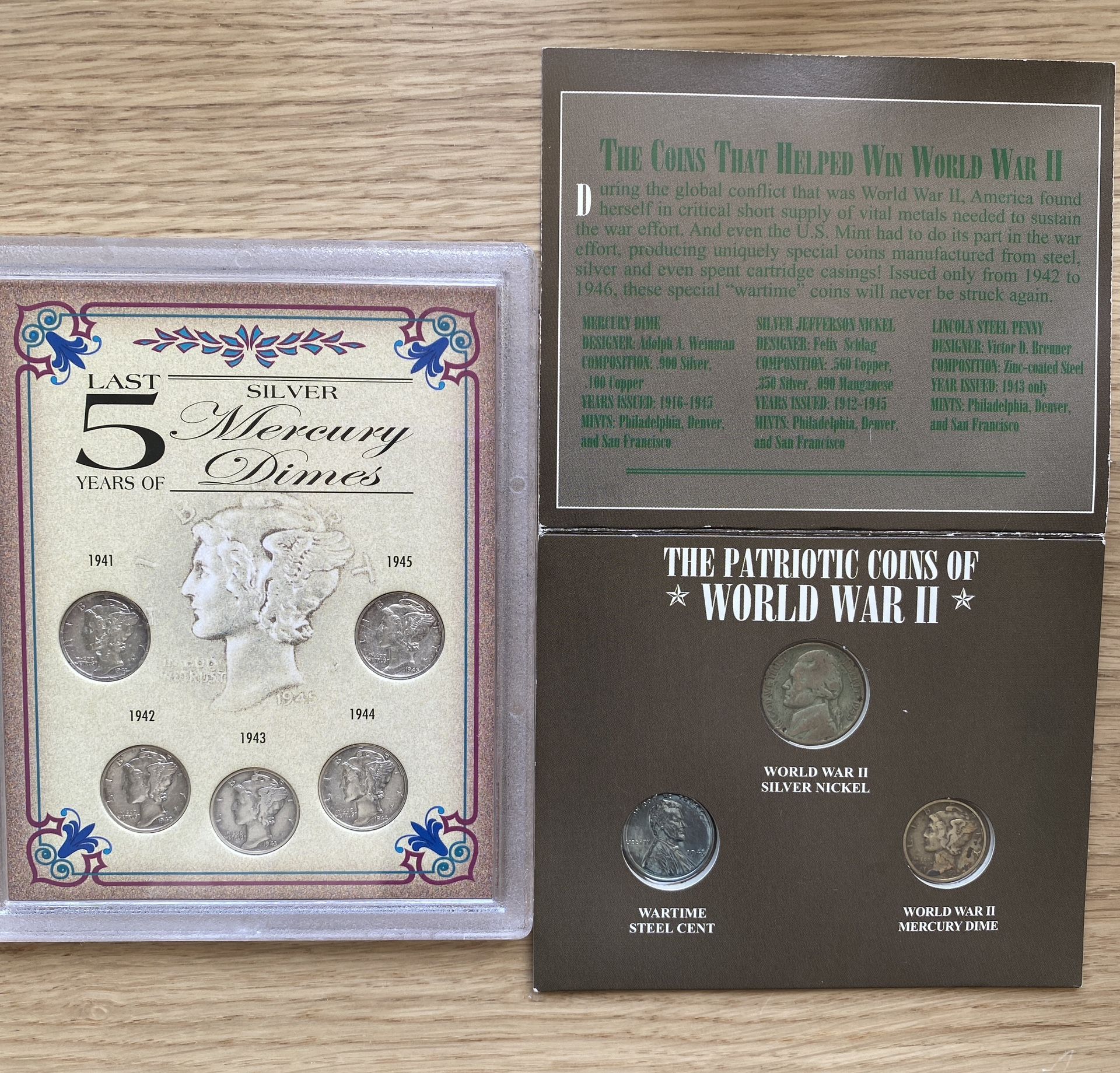 WWII Historic Coin Set + Last 5 Years of Silver Mercury Dimes – 8-Coin Collector’s Bundle