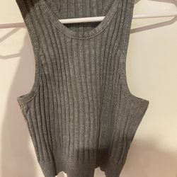 Sugarcloth Ribbed Crop Top Grey Size Small