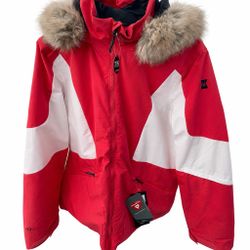 Spyder Vida Ski Jacket Womens Size 20 Pink White Faux Fur Hood NWT $399 Retail