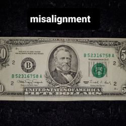 1990 Small Bill Error Misaligned 