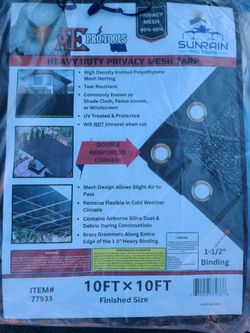 10ft × 10ft Heavy Duty Mesh Tarp In Black