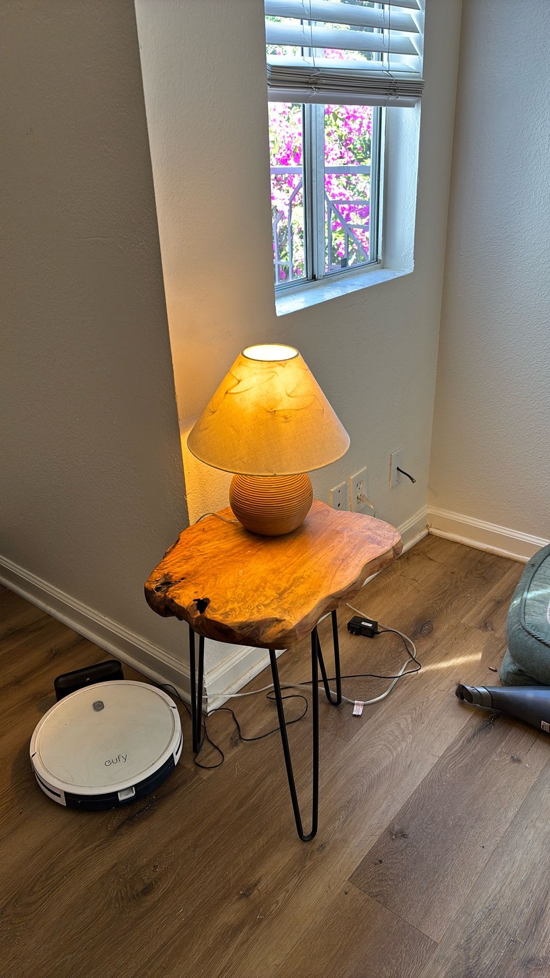 Live Edge Wood Side Table with Hairpin Legs