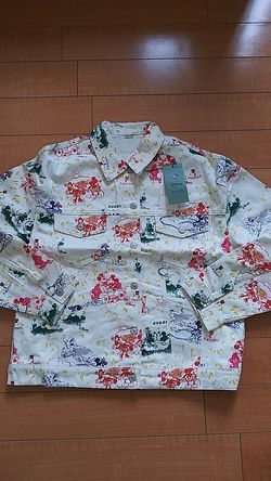 New Disney Mickey designer jean white jacket men's medium