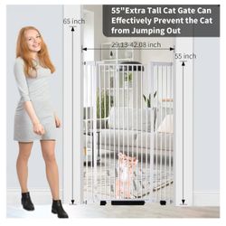 55.1 inch Extra Tall Pet Gate Baby Gate, Extra Wide Adjustable 29.92"-43",