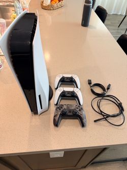 PlayStation 5 Console with 3 Controllers and Cables
