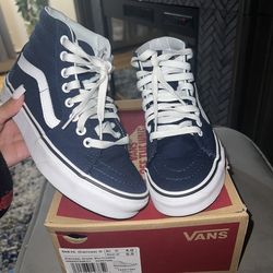 Vans High Top Navy Blue/ White Size 4(men)/5.5(women)