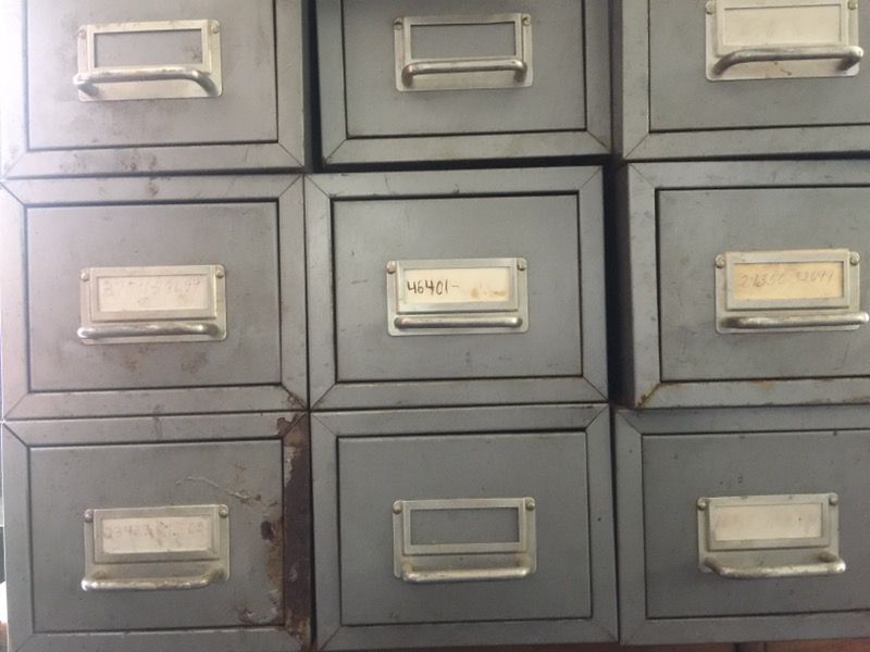 Vintage individual file drawers set of 9 pcs