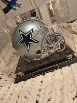 Aikman Irvin Smith Triplets Cowboys Signed Helmet w/Case