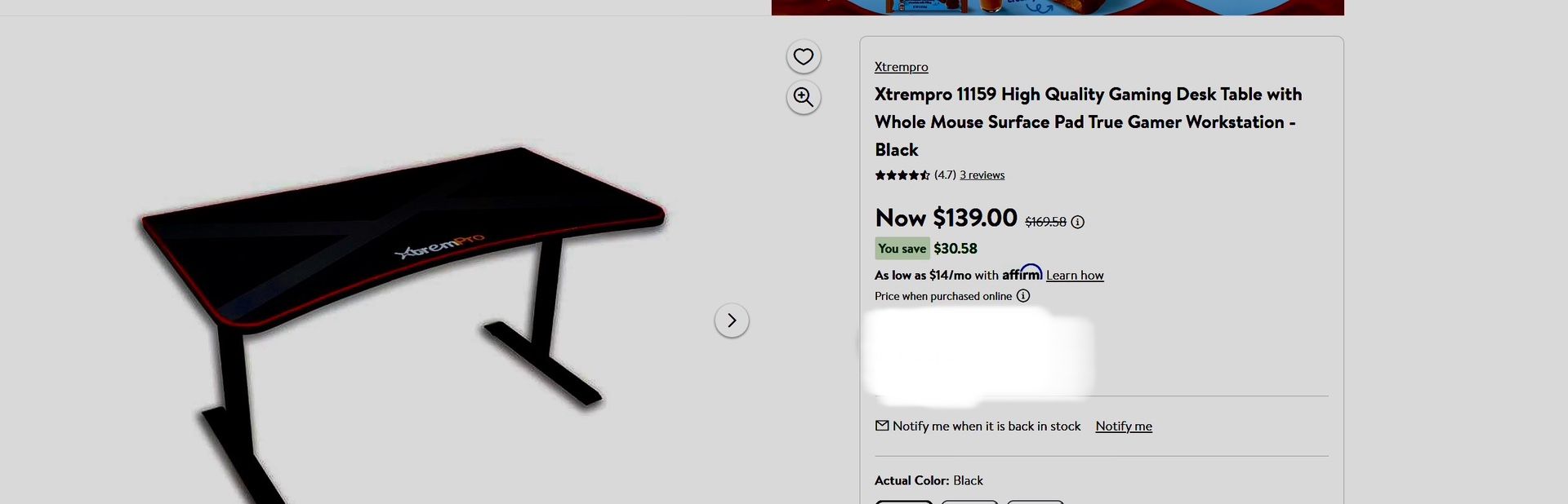 XtremPro Gaming Desk inch New With Box, Price For