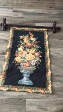 Vintage floral tapestry hanging