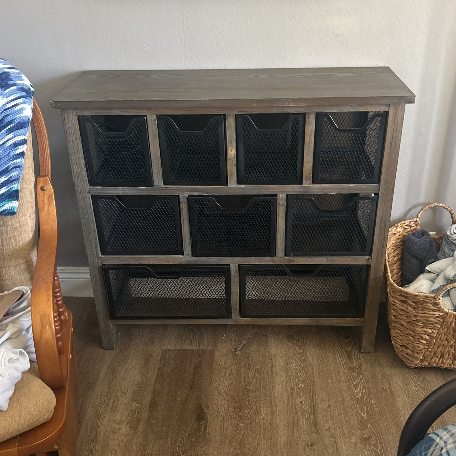 Entryway Table Metal Bin Console Table Storage Wire Baskets
