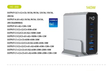 Desktop charging hub with stand and connector US 140 watts
