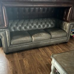 2 Grey Leather Couches