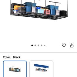 3x8FT Heavy Duty Overhead Garage Storage Rack - Adjustable Ceiling Shelving with 600lbs Weight Capacity, Metal Garage Organization System, Black