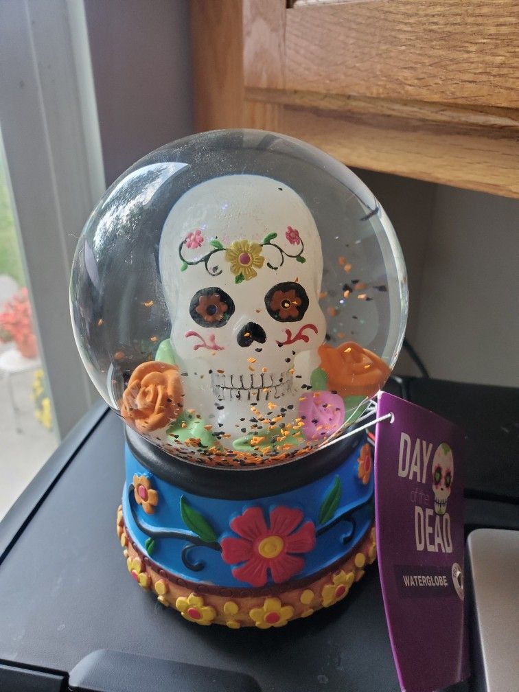 Day Of The Dead Halloween Water Snow Globe