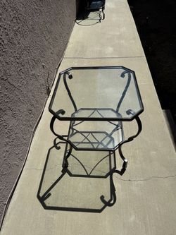 Glass Accent Table Set and Rug