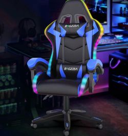 RGB Gaming Chair for Adults & Kids W/ lumbar support- Blue