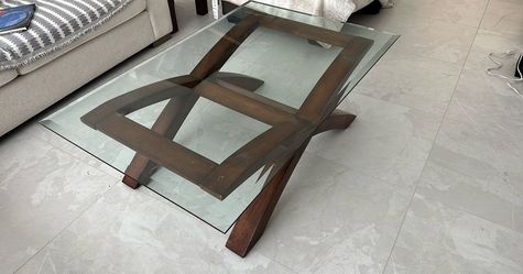 Wood And Glass Coffee Table 36x54x17