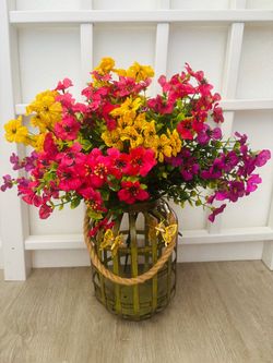 Artificial Flowers for Outdoors UV Resistant, 9 Bundles Realistic Fake Outdoor