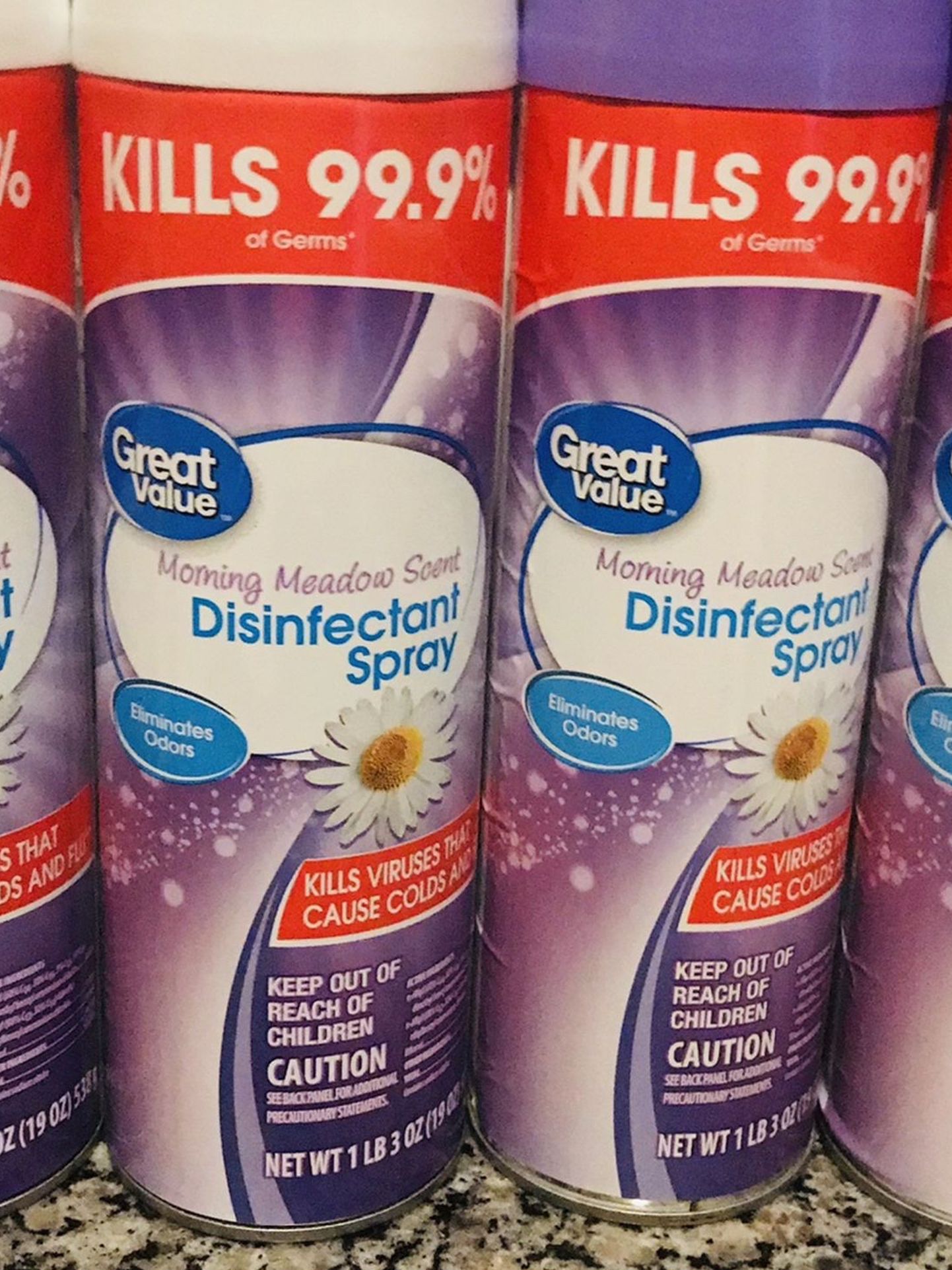 Set of 4 Great Value Disinfectant Spray 19oz Each