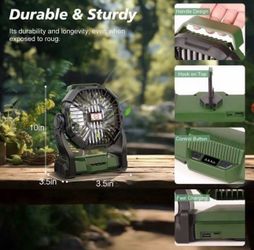 10400aMh Portable Camping Fan with LED Lantern, Rechargeable Battery Operated Outdoor Fan, 4 Speeds