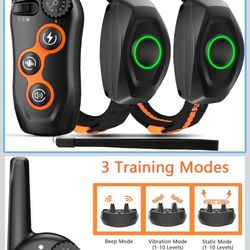 Dog Training Collar, IPX7 Waterproof Dog Shock Collar with Remote Range 1300ft, 3 Training Modes, Beep, Static, Vibration, Rechargeable Electric Train