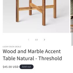 Wood and Marble Accent Table