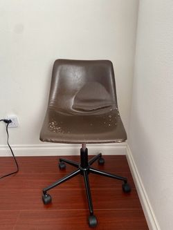Brown Faux Leather Rolling Office Desk Chair – Adjustable Height