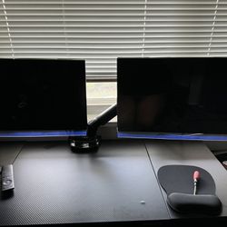 Dual 22in Samsung LED monitor (desk mount and monitor covers included)