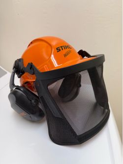 Stihl helmet, chaps, safety glasses – Like New