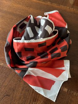 Scarf Vintage Abstract, Red, White And Black