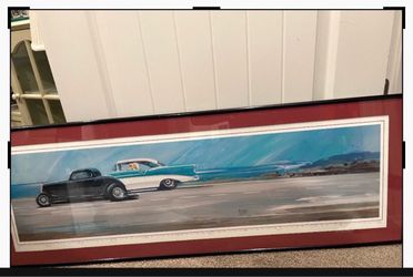 Framed Classic Car Racing Art Print
