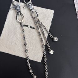 Chrome hearts cross waist bag chain lobster buckle design hanging dice bag chain