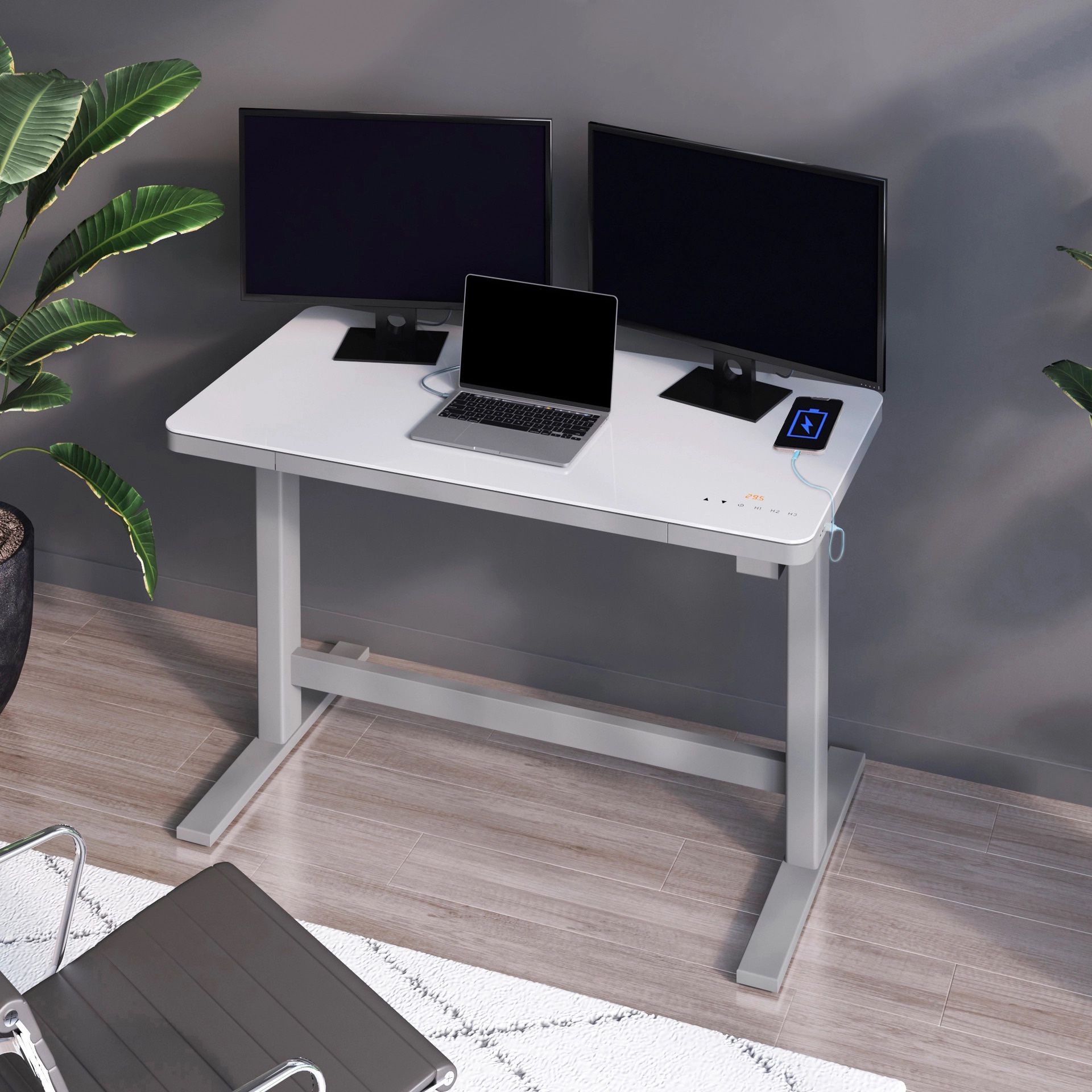 New Tresanti Geller 47” Adjustable Height Desk  Retails for over $250 New (open box)  Tresanti® Geller 47” Slimline Adjustable Height Desk Stretching,