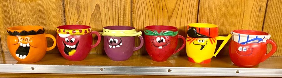 1969 Kool-Aid Funny Face plastic mugs