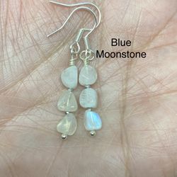 Blue Moonstone Genuine Stone Handmade Earrings