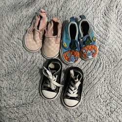 Baby Girl Vans And Converse Size 4 Lot 