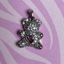 Teddy Bear Love Pendant and Chain/ Heart Crystal Pendant Necklace Cute Animal Jewelry for Women