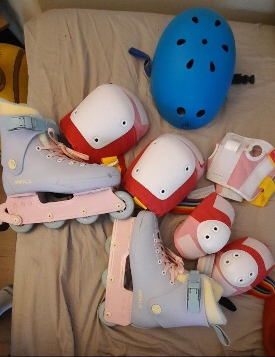 Size 9 Impala Inline Skates Helmet And Pads