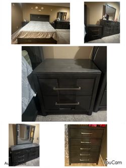California king Modern Dark Wood Bedroom Set with mattress . New