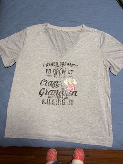 Crazy Grandma Graphic V-Neck T-Shirt