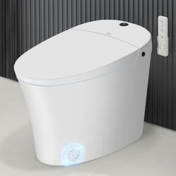 EPLO Smart Toilet with Foam Shield Splash Proof, One Piece Bidet Toilet,Dual Auto Flush,Foot Sensor Operation,Modern Elongated Toilet E16