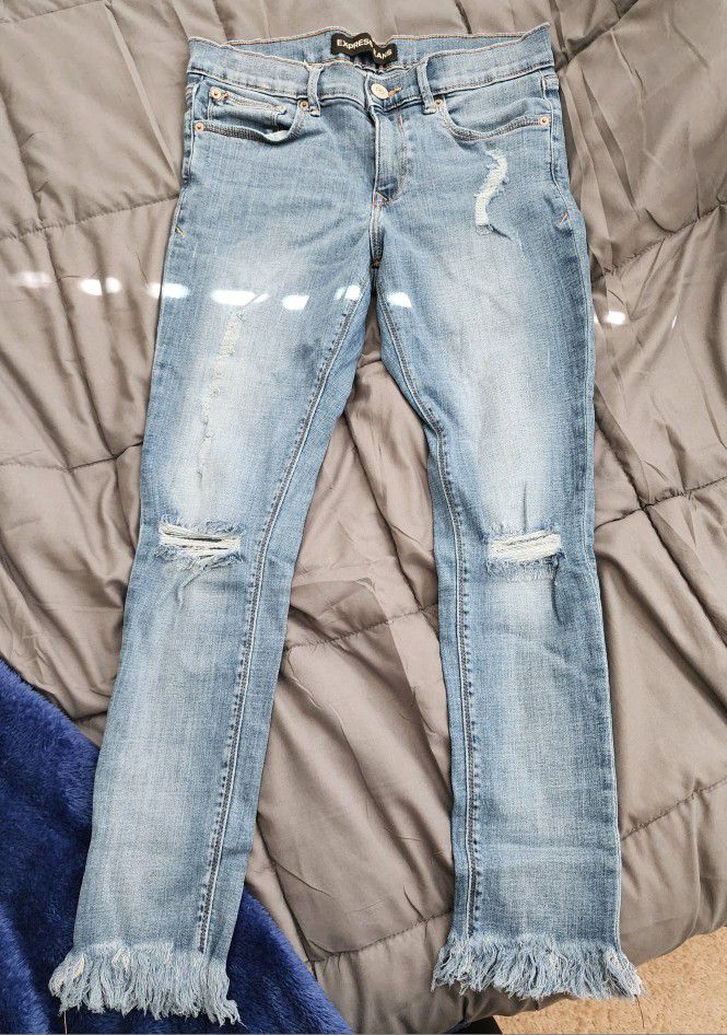 Express Midrise Ripped and Frayed Jean (Size 8)