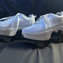 Adjustable Quad Roller Skates Boots, Outdoor Sports Skating Shoes with Wheel,2-in-1 Multi-Purpose Shoes,Double-Row Deformation Shoes for Childre