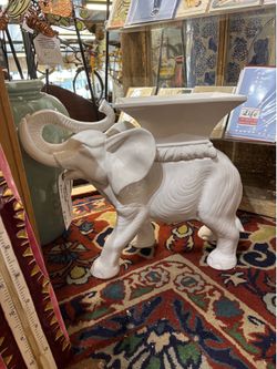 Vintage white ceramic elephant planter