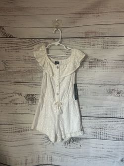 NWT Bebe Girls' White Lace Romper size 5/6