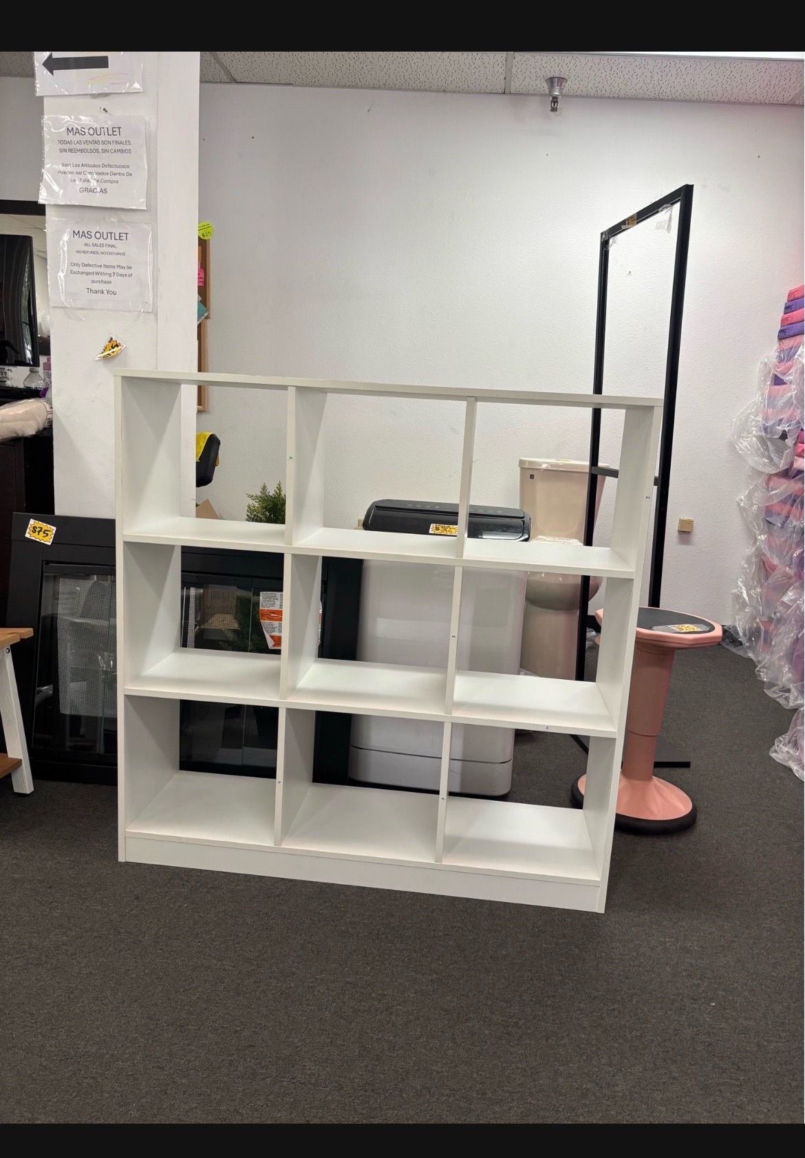 New Assembled 42.5" × 13" × 42.5" x 9 cube shelf, 3-tier independent open shelf with anti-fall device white